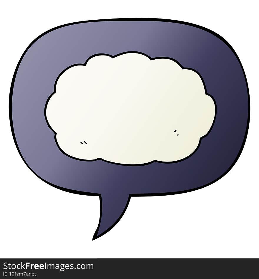 cartoon cloud and speech bubble in smooth gradient style