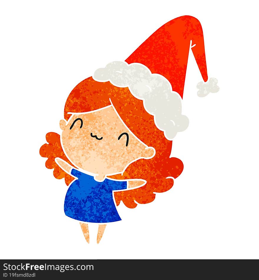 christmas retro cartoon of kawaii girl