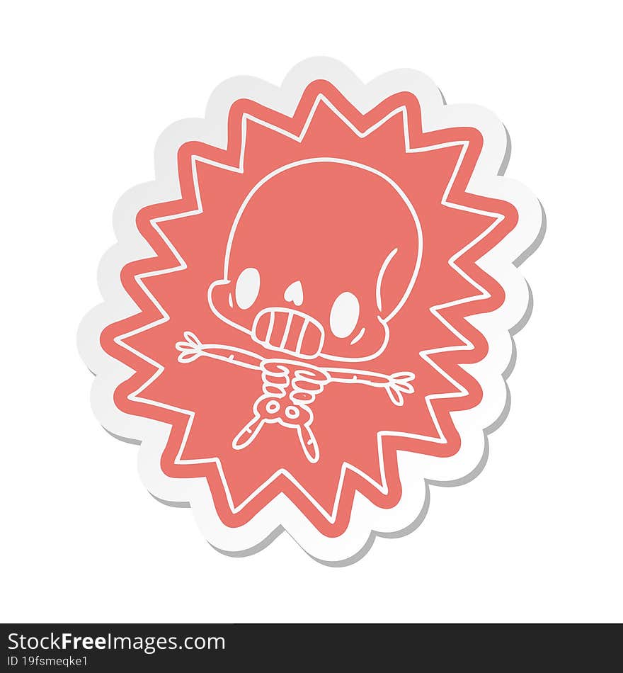 cartoon sticker kawaii electrocuted skeleton