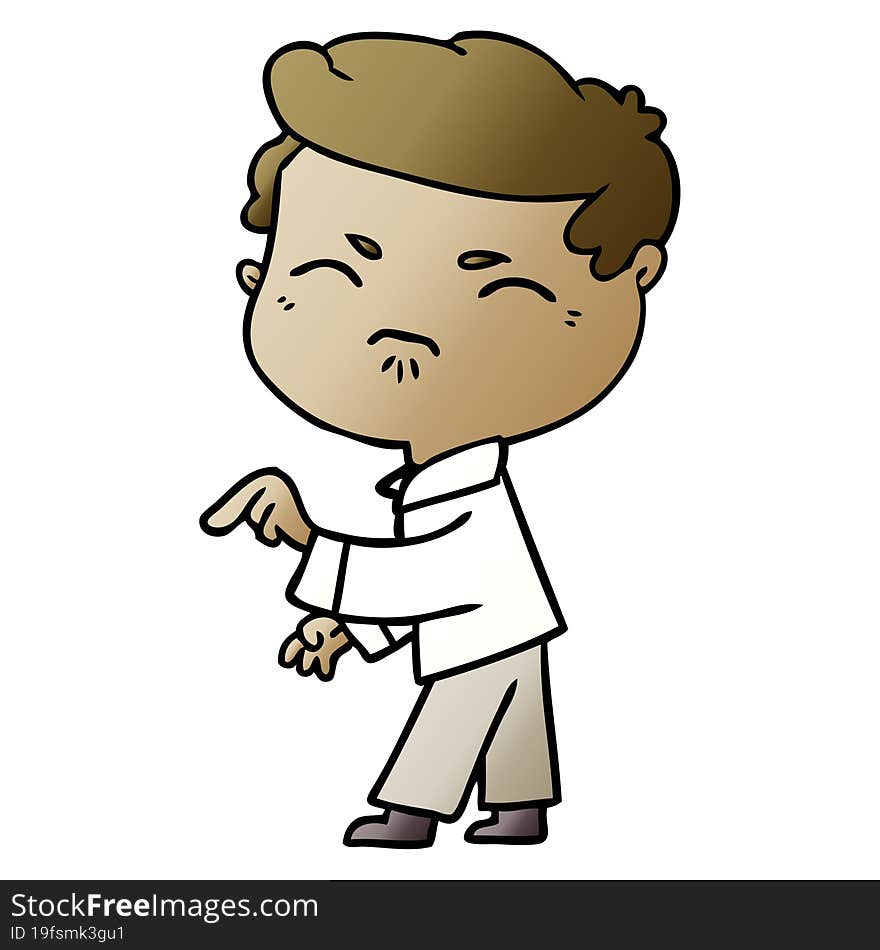 cartoon annoyed man pointing finger. cartoon annoyed man pointing finger