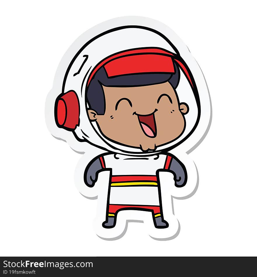 Sticker Of A Happy Cartoon Astronaut