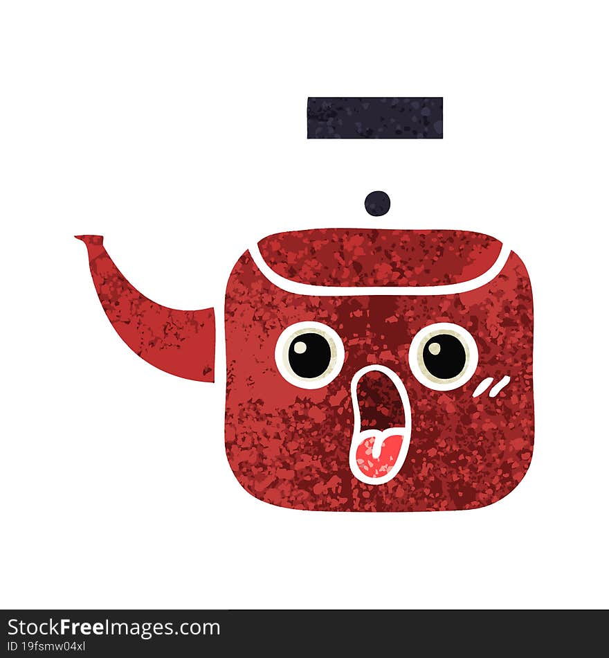 retro illustration style cartoon of a kettle