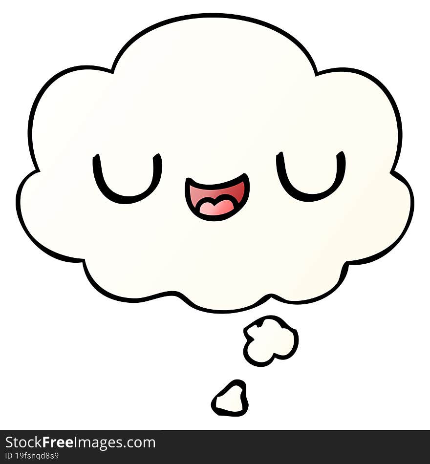 cute cartoon face with thought bubble in smooth gradient style