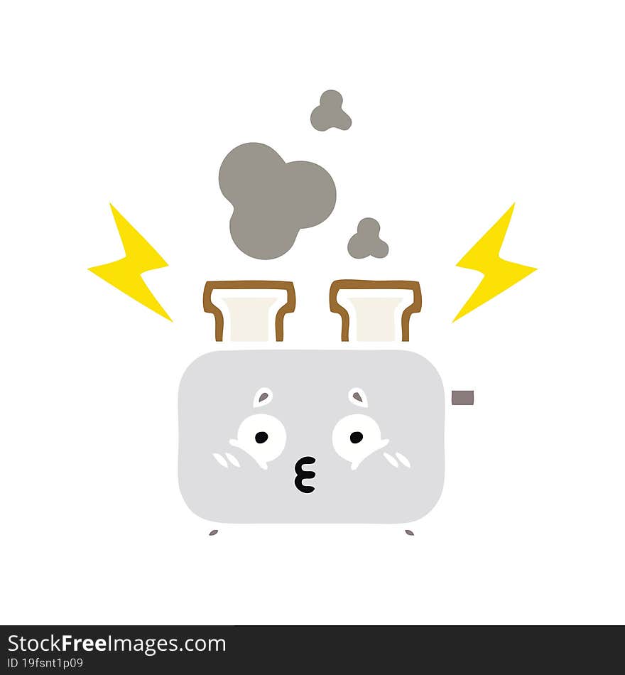 flat color retro cartoon of a of a toaster