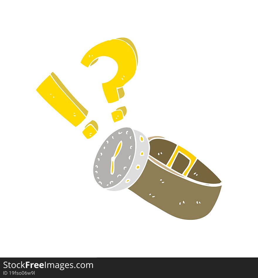 flat color illustration of a cartoon wrist watch