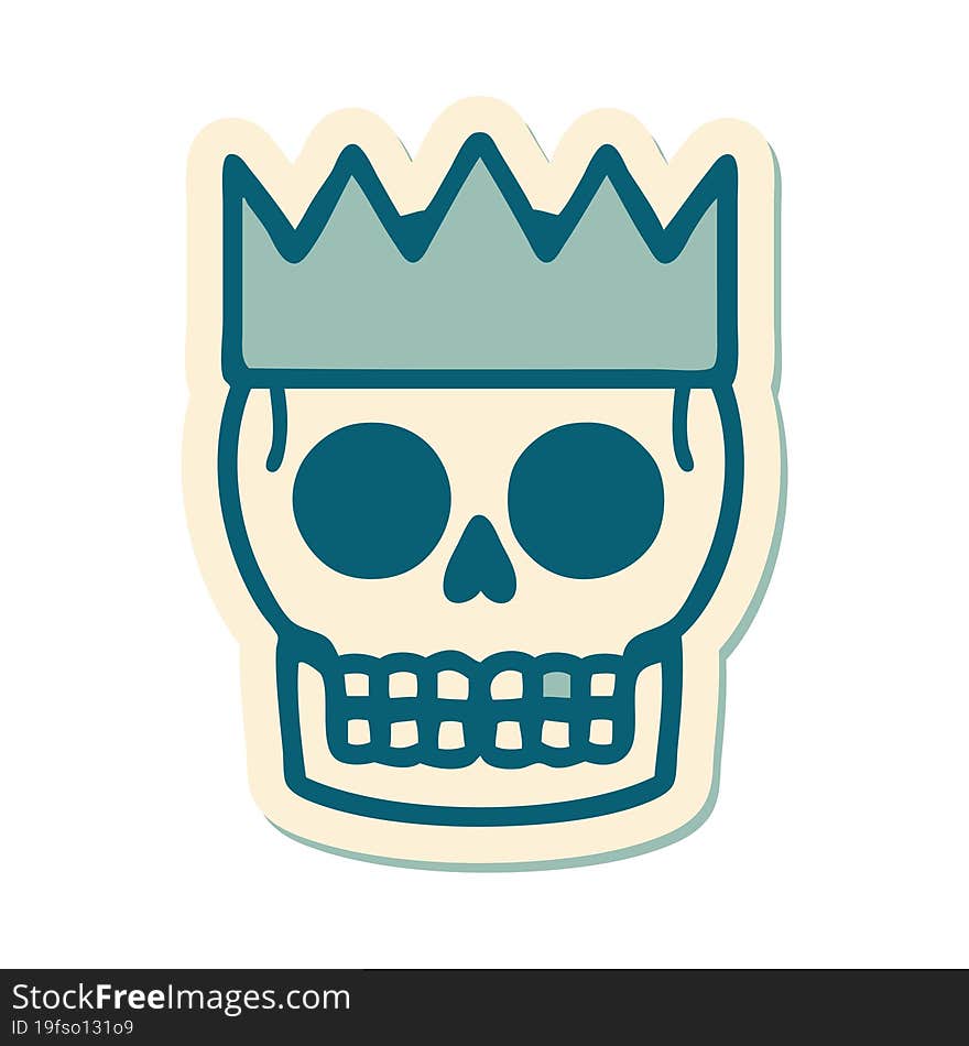 Tattoo Style Sticker Of A Skull And Crown