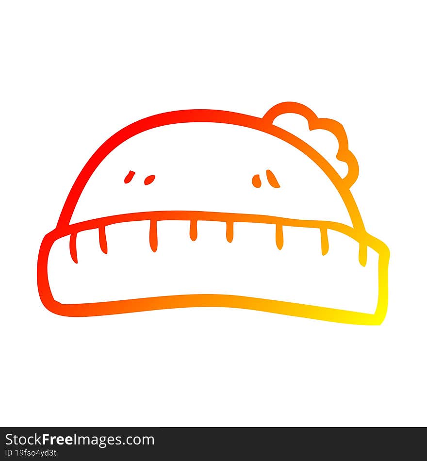 warm gradient line drawing cartoon woolly hat