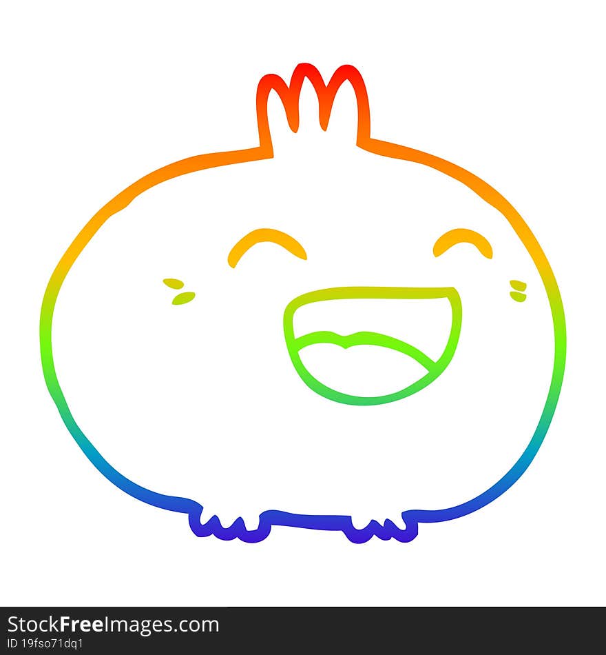 Rainbow Gradient Line Drawing Cartoon Happy Root Vegetable