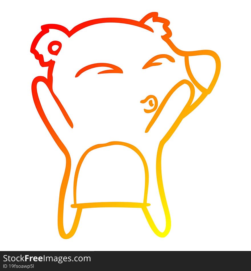 Warm Gradient Line Drawing Cartoon Whistling Bear