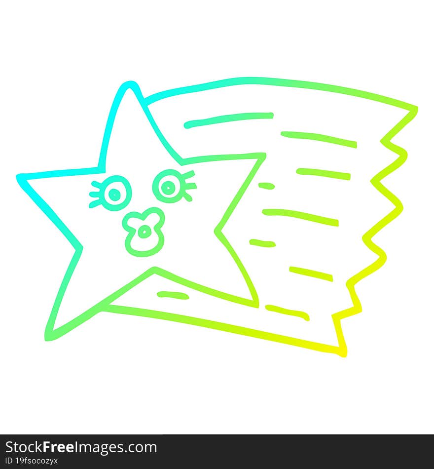 cold gradient line drawing cartoon shooting star