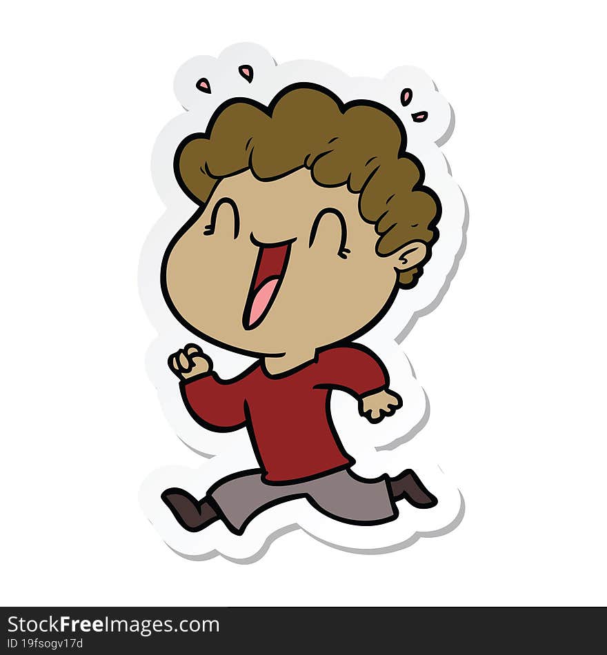 sticker of a cartoon happy man