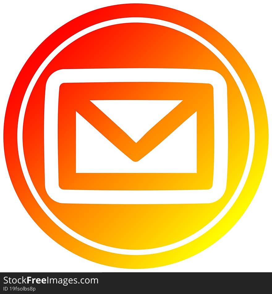 envelope letter circular icon with warm gradient finish. envelope letter circular icon with warm gradient finish