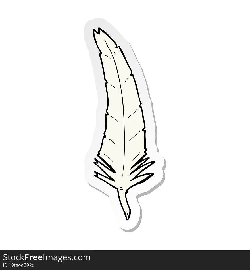 sticker of a cartoon feather