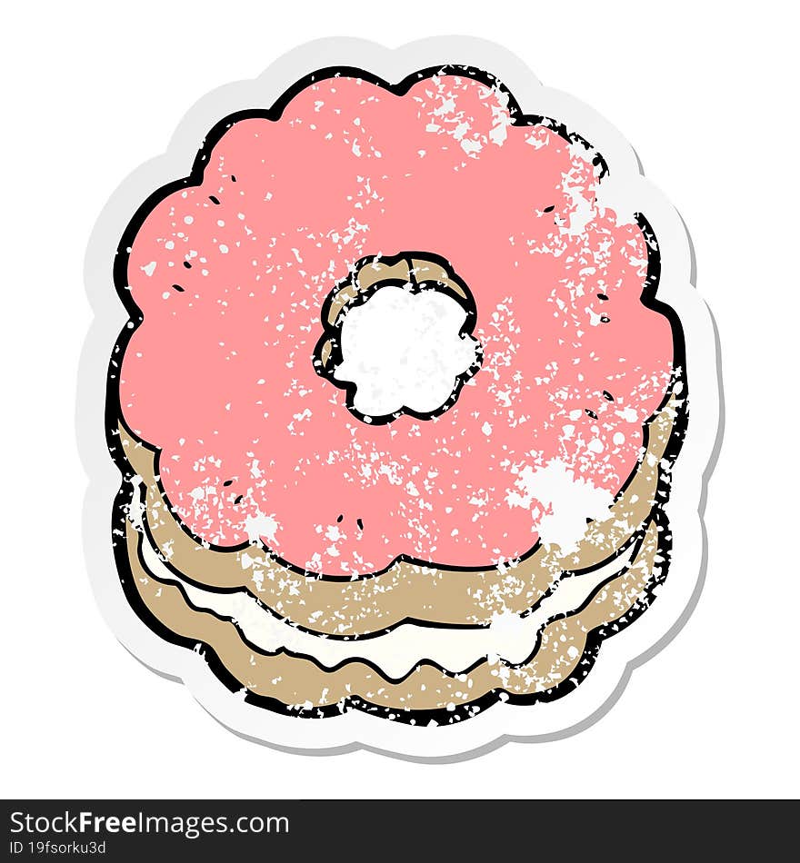 distressed sticker of a cartoon biscuit