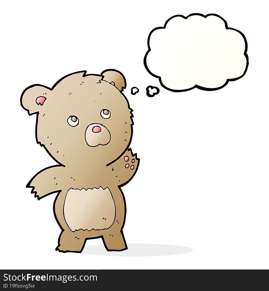 cartoon curious teddy bear with thought bubble