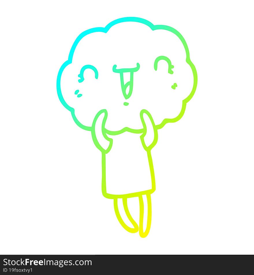 cold gradient line drawing cute cartoon cloud head creature