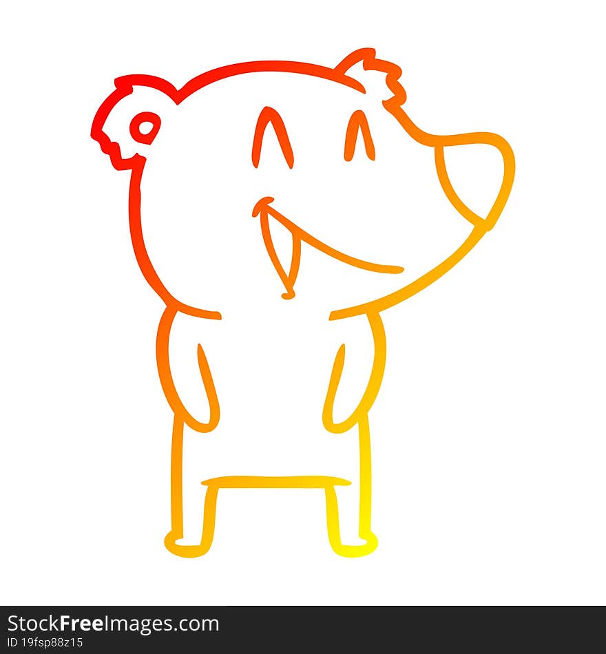 Warm Gradient Line Drawing Laughing Bear Cartoon