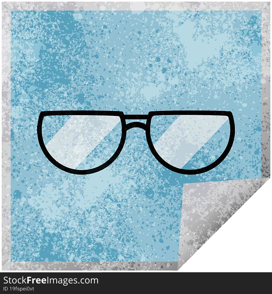 spectacles graphic vector illustration square sticker. spectacles graphic vector illustration square sticker