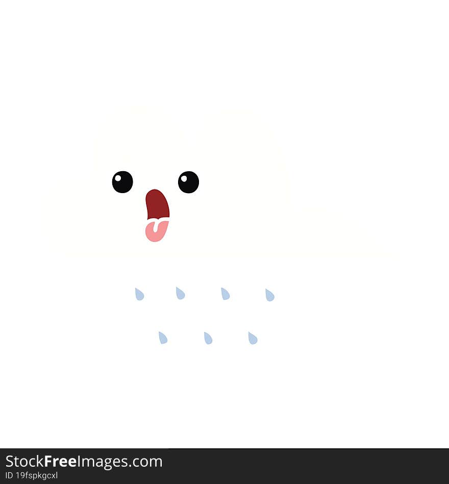 flat color retro cartoon rain cloud