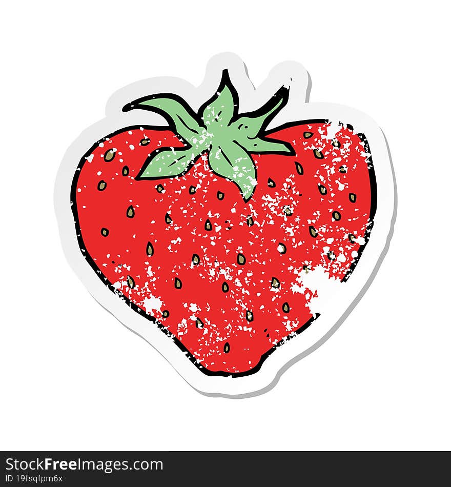 retro distressed sticker of a cartoon strawberry