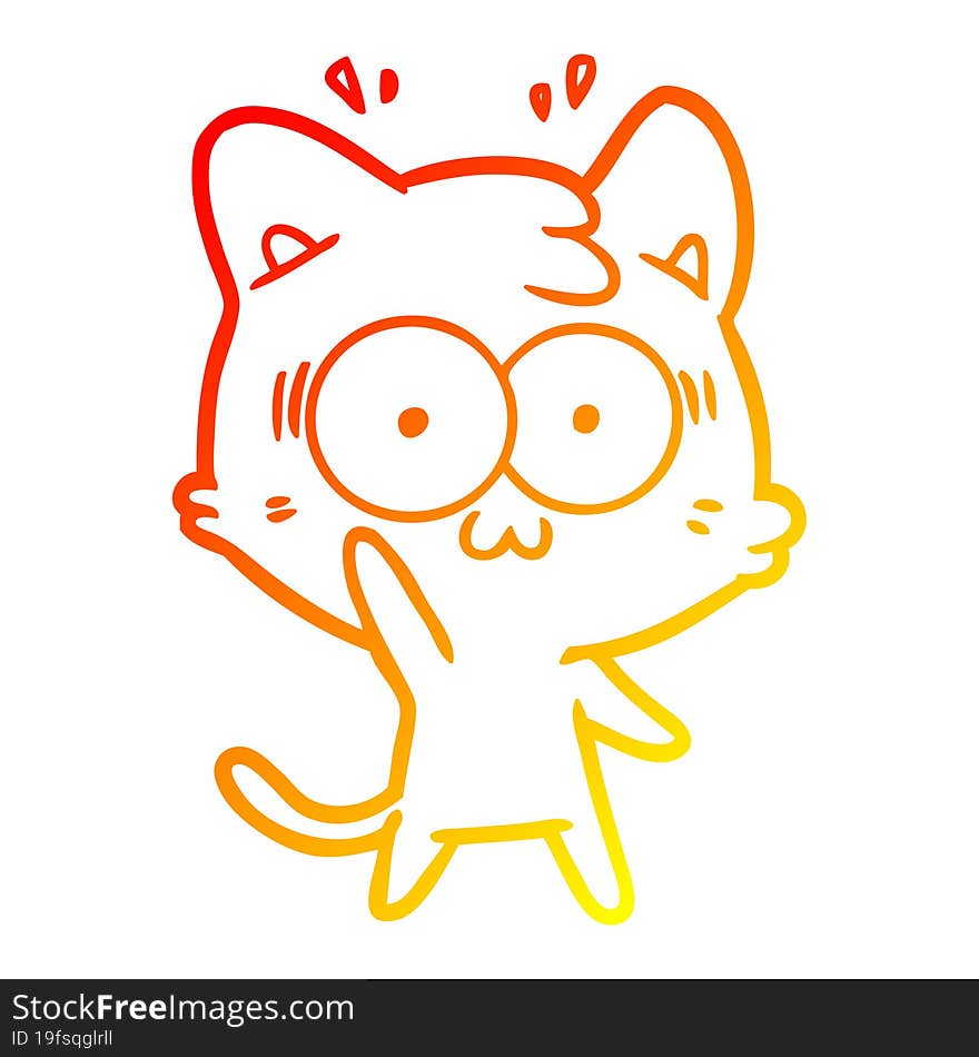 Warm Gradient Line Drawing Cartoon Surprised Cat