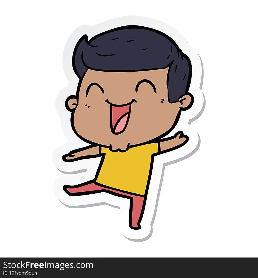 Sticker Of A Cartoon Man Laughing