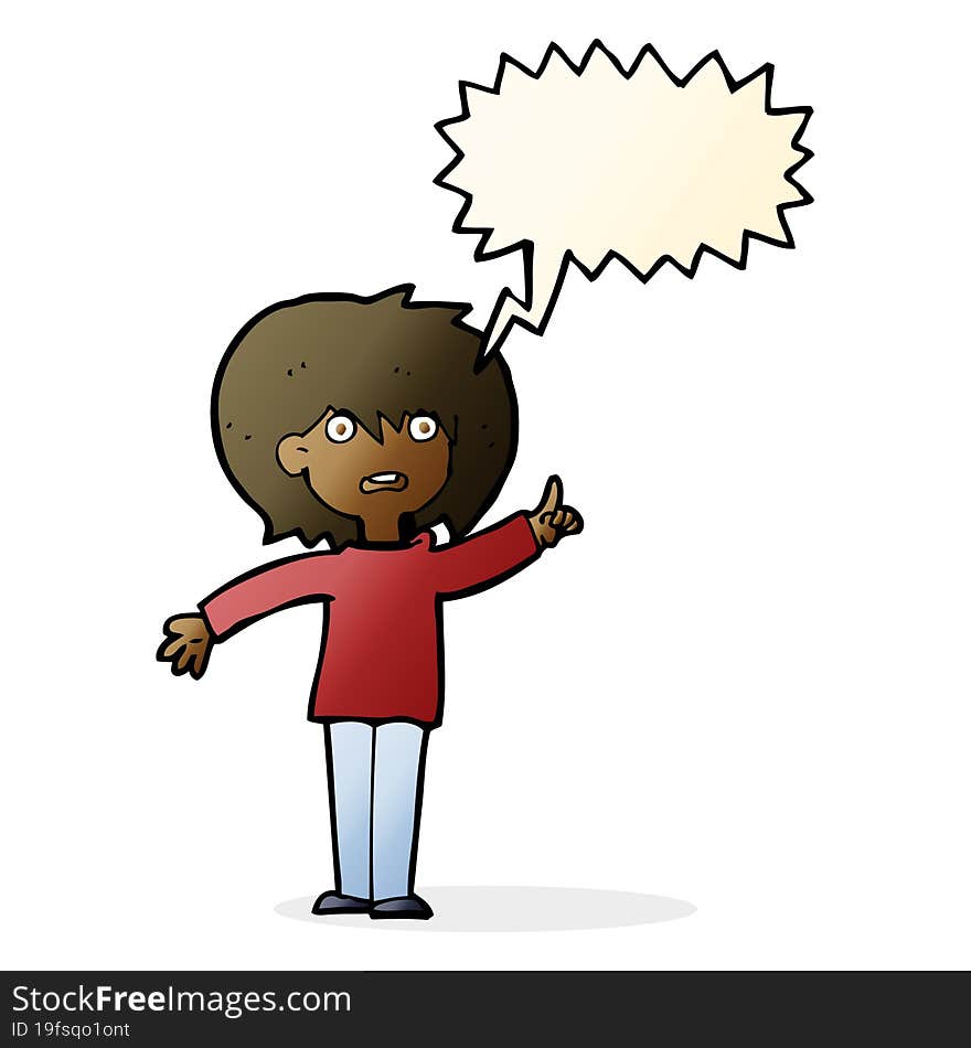 Cartoon Woman Asking Question With Speech Bubble