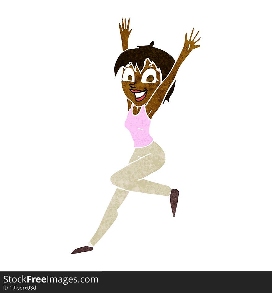 cartoon excited woman