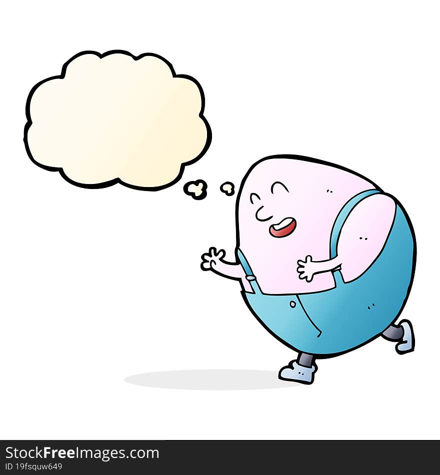 cartoon humpty dumpty egg character with thought bubble