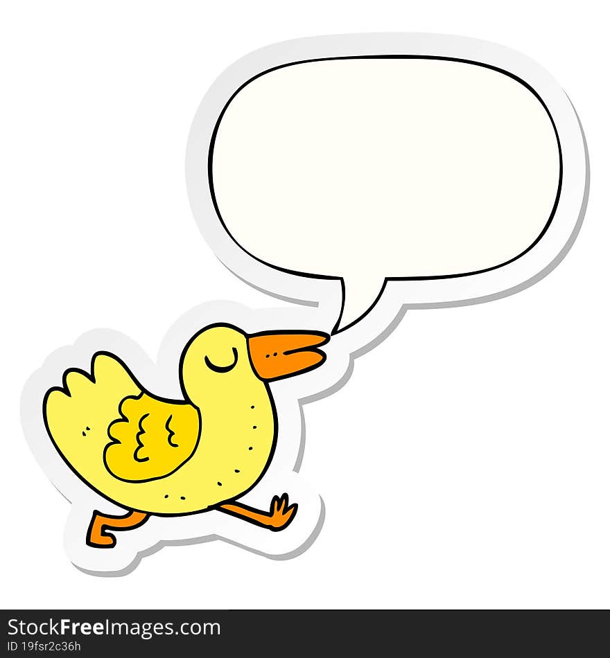 cartoon bird with speech bubble sticker. cartoon bird with speech bubble sticker