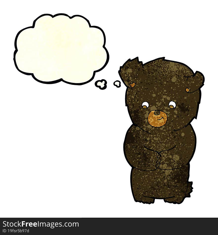 cute cartoon black bear with thought bubble