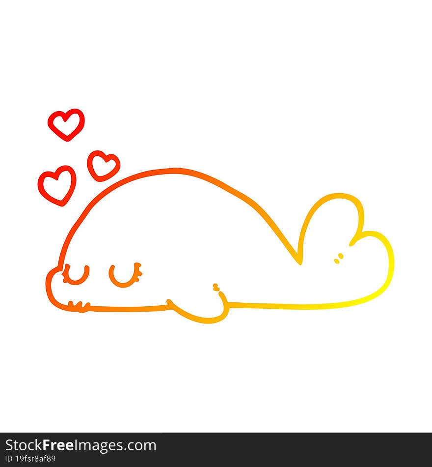 warm gradient line drawing cute cartoon dolphin