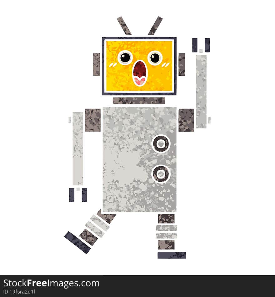 Retro Illustration Style Cartoon Robot