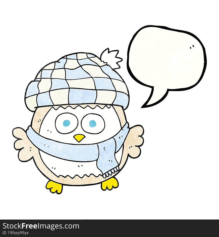 speech bubble textured cartoon cute little owl