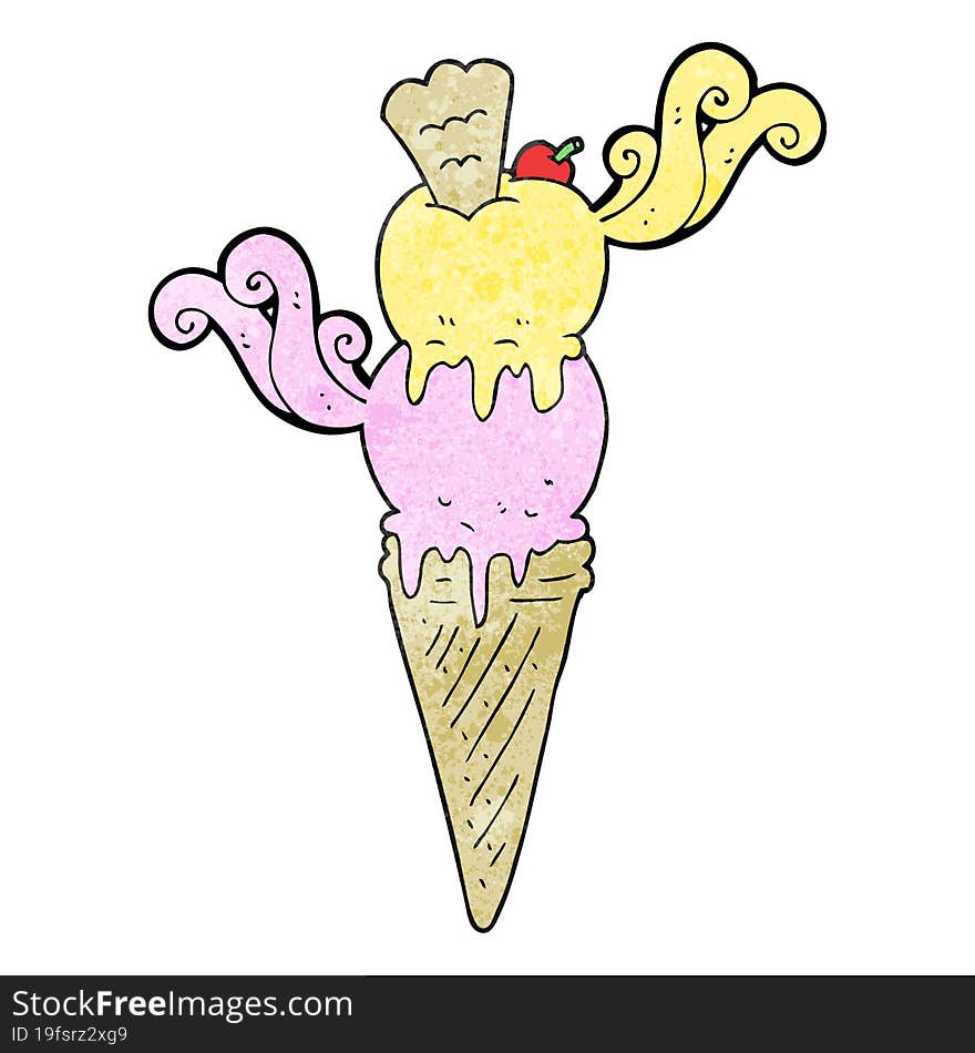 textured cartoon ice cream cone