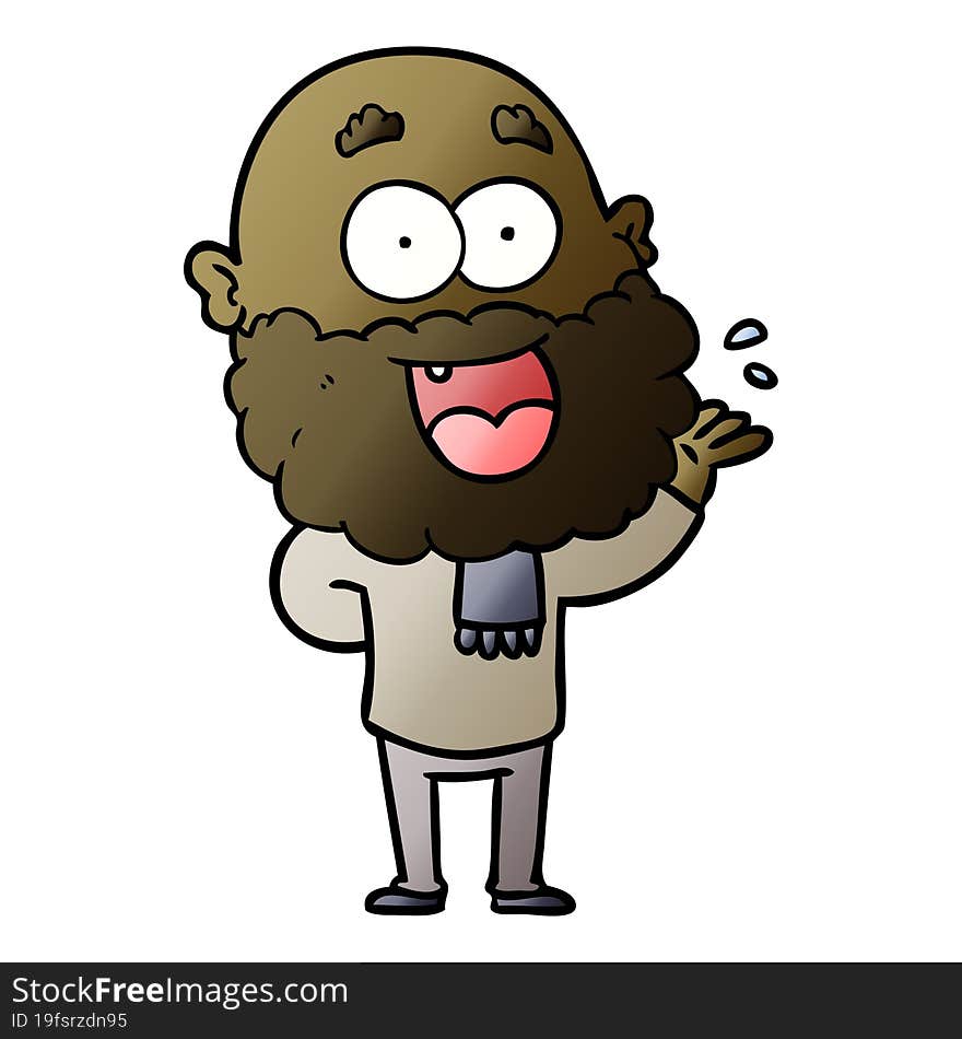 cartoon crazy happy man with beard amazed. cartoon crazy happy man with beard amazed