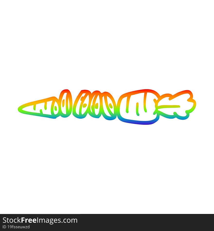 rainbow gradient line drawing of a cartoon chopped carrot