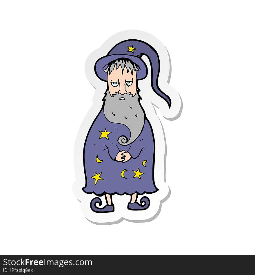 sticker of a cartoon wizard