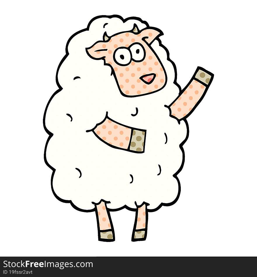 Comic Book Style Cartoon Sheep