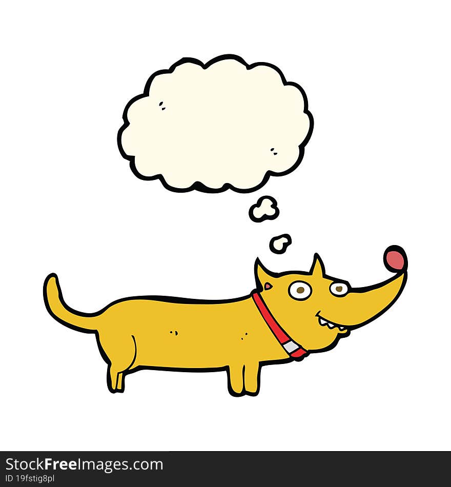 Cartoon Happy Dog With Thought Bubble