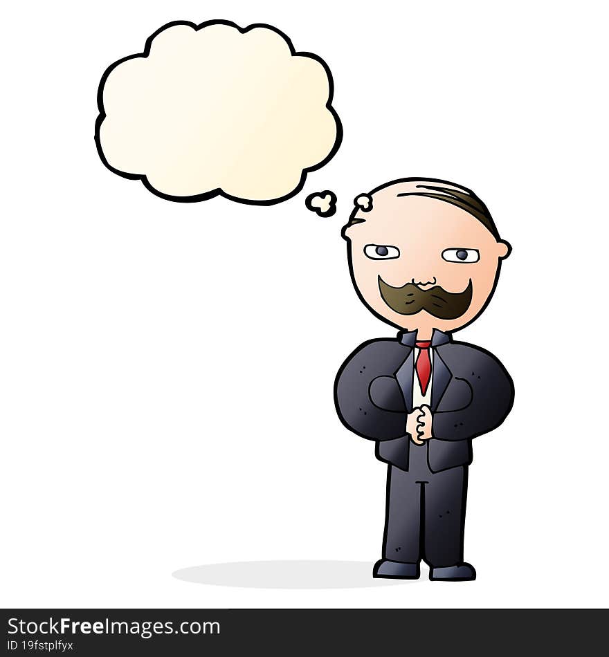 cartoon old man with mustache with thought bubble