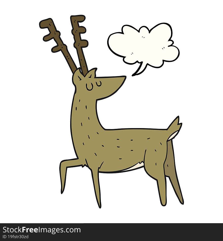 freehand drawn speech bubble cartoon stag