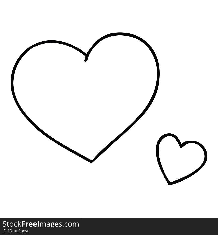 line drawing quirky cartoon pink hearts. line drawing quirky cartoon pink hearts