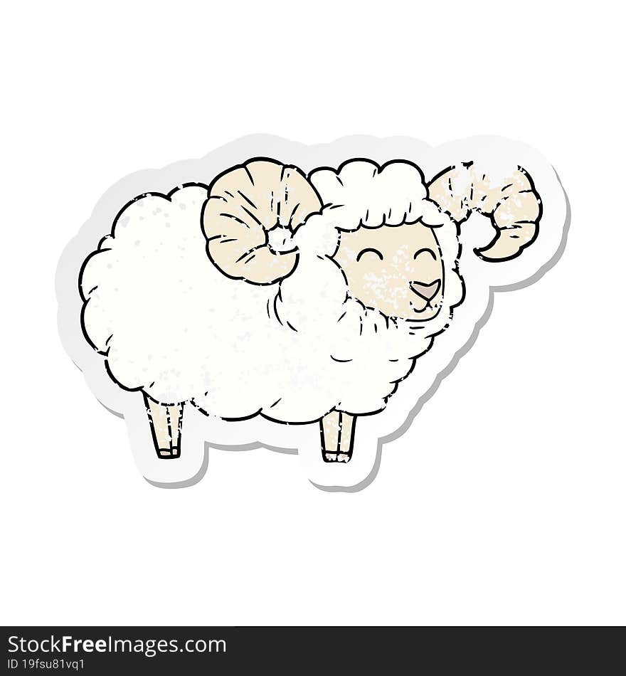 distressed sticker of a cartoon ram