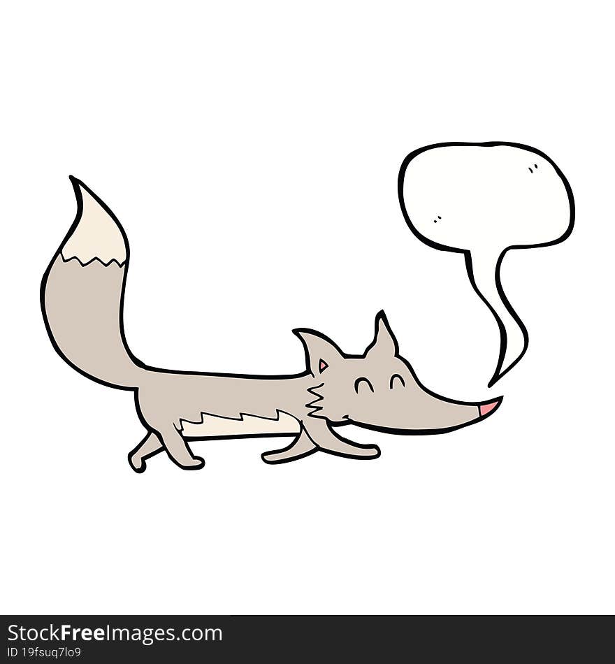 Cartoon Little Wolf With Speech Bubble