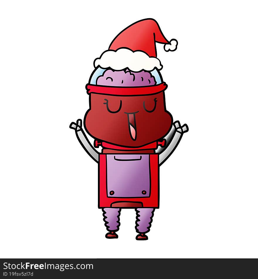 happy gradient cartoon of a robot wearing santa hat