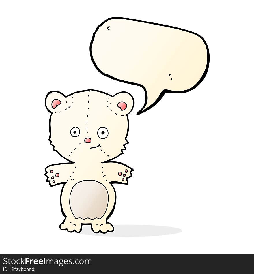 cartoon polar bear cub with speech bubble