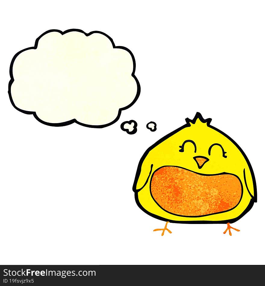 Cartoon Fat Bird With Thought Bubble