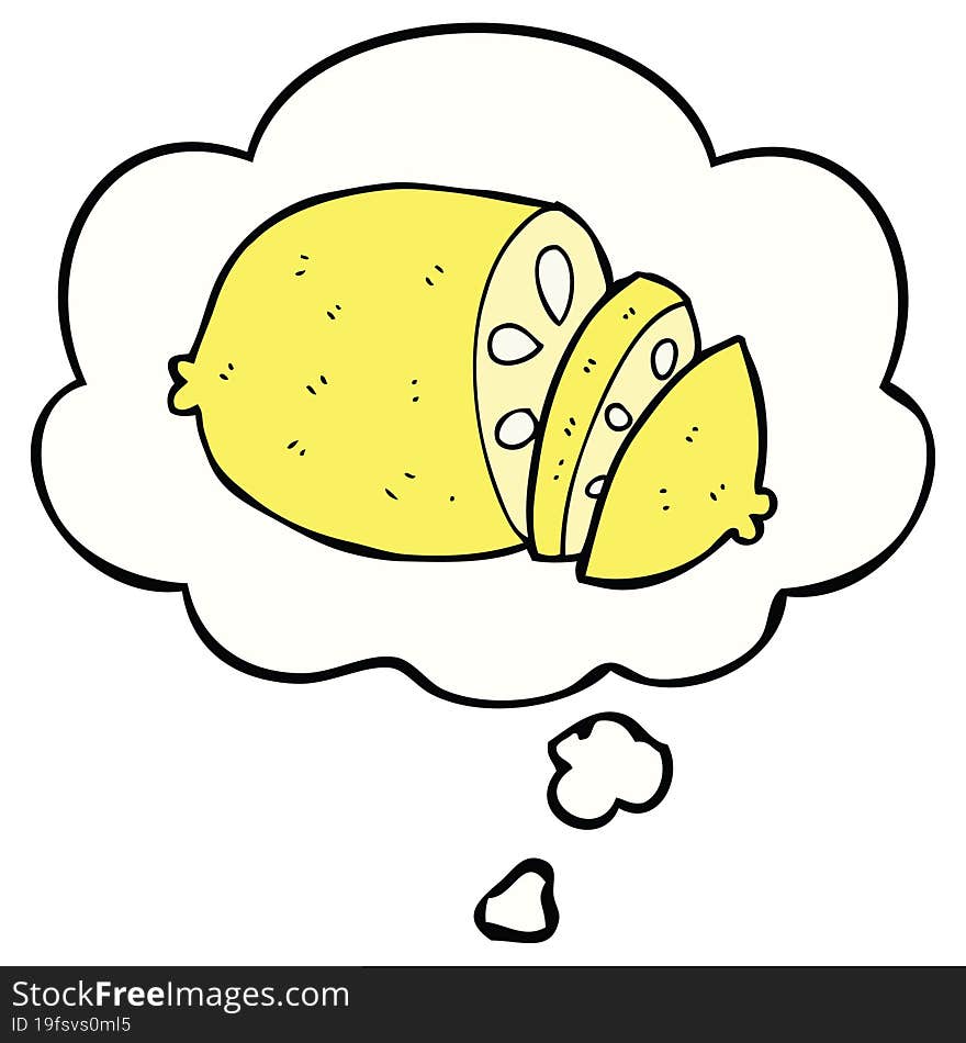 cartoon sliced lemon and thought bubble