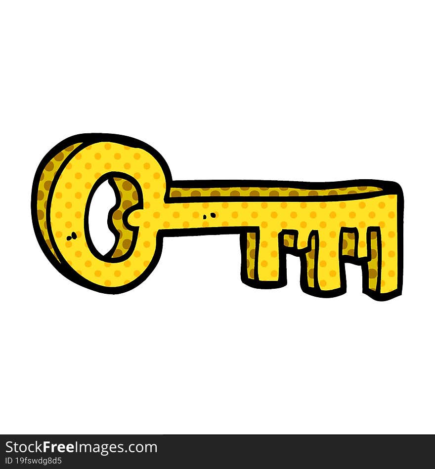 cartoon doodle gold key